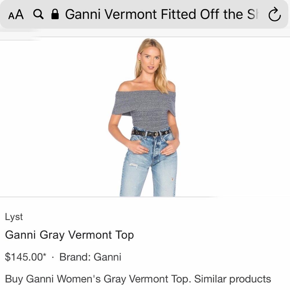 Ganni Vermont Off the Shoulder Top NWT - Picture 3 of 12